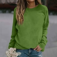 Дамски Суитчъри клирънс около врата Дамски пуловери зима есен Дълъг ръкав блузи за жени тънък годни жени тренировка дрехи зелен м