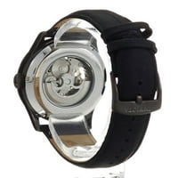 Мъжки Objet D Art Black Automatic White Dial Analog кожен часовник