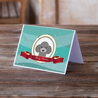Коледни поздравителни картички на Caroline's Treasures Poodle с пликове, 5 7