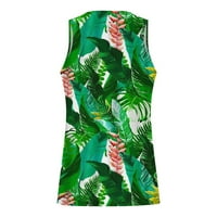 Caveitl Men Tank Top, Нова модна ежедневна мъжка летна флорална хавайска камизола печат спорт кръгло деколте отгоре зелено