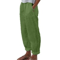 Жени с висока талия с широки панталони за крака Модни еластични панталони с еластични панталони удобни панталони с дълги панталони с джобове зелени xxl