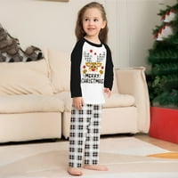 Tawop съвпадение на семейни пижами Коледни модни дълги ръкави Дет отпечатан Топ+Панталони Семейство Съвпадение Пижама Комплект черен 8T