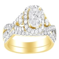 Twist Shank Bridal Ring, поставен в 14K жълто злато с бял естествен диамант с размер на пръстена-4.5