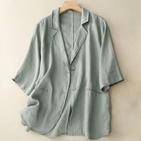 Женски якета Clearance Мода за жени с къси ръкави спускане на яка v-образно деколте небрежни еластични удобни блузи ризи