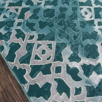 Мокени абстрактни модерни килими, Синьо бяло, 3'х2'