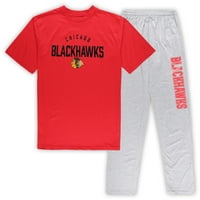 Мъжки Чикаго Блекхоукс червено Хедър Грей голям & висок тениска & панталони салон комплект