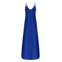 Дамски летни рокли за жени свободен Дълъг ръкав Дълъг в-Деколте слънце печатни парти рокля с джоб синьо 3хл