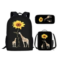 Слънчоглед жираф Ученическа чанта за момичета момчета лек Пенцилак & изолирани Обяд случай голям капацитет раница в 1