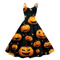 Miluxas жени плюс размер рокля забавна раирана тиквена костюм разпалени рокли Clearance Orange 8