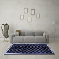 Ahgly Company Indoor Rectangle Checkered Blue Modern Area Rugs, 8 '10'