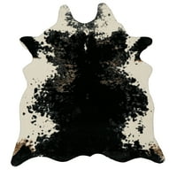 Linon Fau Cow Side Collection Rug, черно и бяло, 5 '6'6