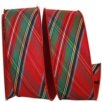 Хартиено Каре Дупиони класически диагонал лукс червено подкрепени Жичен ръб лента, червено, 4 инча 5д, в пакет