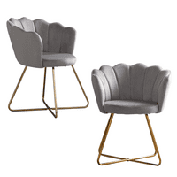 Модерни кадифени столове на акцент, комплект от 2, столове за хранене, стол с един диван, удобна тапицирана стол за рамо, столове за развлечение от средата на века с железни метални златни крака, за компактно пространство,