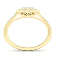 Империал 1 4кт ТДВ диамант 10к жълто злато круша клъстер ореол годежен пръстен