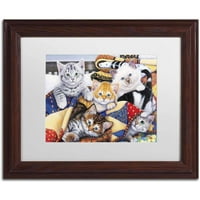 Търговска марка изобразително изкуство' уютни котенца ' платно изкуство от Джени Нюланд, бял мат, дървена рамка