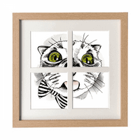 Tougue Bow White Cat Protect Animal Pet Lover Frame Stall Tabletop Display Openings Снимка