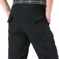 Панталони Просверие за мъже Мъжки панталони Модни ежедневни тънки много джобни прави панталони на открито нападение панталони спортни панталони флаш пики черни 12