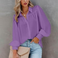 Бутон за риза на женската риза надолу върхове сатен имитация на копринени горни ризи тренч палто ежедневно яке солиден цвят блуза мека свободна форма