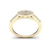 1 2кт ТДВ диамант 10к жълто злато овална форма ореол пръстен