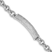 Sterling Silver CZ Cubic Zirconia Уникална гривна - със защитена закопчалка за заключване на омари 7.5