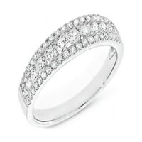 0.75 КТ естествен кръгъл ред диамантена лента венчален пръстен 14к Бяло Злато