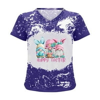 Leesechin Top for Women Clearance Дами върхове модерни ежедневни разхлабени блуза Великденски печат v Вратна тениска ризи блуза щампа