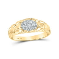 Бижута 10кт жълто злато мъжки кръг диамант клъстер самородно злато пръстен