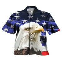 Тениска на тениската на лапира в патила спуска тениска с яка на ясна тениска ежедневна патриотична блуза m
