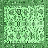 Ahgly Company Indoor Rectangle Abstract Emerald Green Modern Area Rugs, 8 '12'