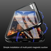 Naierhg Двойно странично закалено стъкло магнитен калъф за калъф за iPhone Pro XR, черен за iPhone Pro Max
