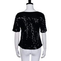 Aabni Fashion Women Sequins Sparkle Coctail Paint Небрежно горна блуза реколта върхове риза