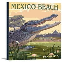Мексико Бийч, Флорида - Алигатор и бебе - произведение на изкуството на фенера
