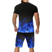 Мъжки тениски Clearance Мъжки моден ежедневен костюм 3D цифров печат тениска флаш избира сини m