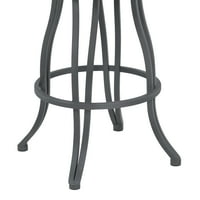 Celeste 30 Bar Height Metal Swivel Barstool в реколта черна кожа от фау и кадетно сиво покритие