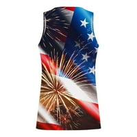 Lovskoo Tank върхове мъже мускулни ризи американски флаг без ръкави на тениски за независимост на юли четвърти лято флорален камизол печат спорт кръг-деколте отгоре