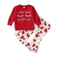 Rovga Toddler Girls Outfit Cets Toddler Kids Baby Valentine Day Long Loweve Petters Printed Sweatshirt Tops Bell Bottoms Toled Pants