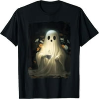 Любител на кафе призрак Смешно винтидж готически сладка тениска за Хелоуин