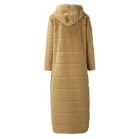 Якета палта за жени плюс размер -fur 'gilet с дълъг ръкав на корпуса на корпуса по -топло пухкаво яке палто с качулка