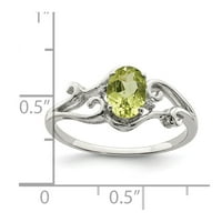 Средно стерлингов сребърен диамант и перидот зелен август Gemstone овален годежен пръстен размер