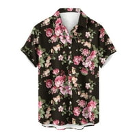 tklpehg ризи за мъже къс ръкав хавайска риза ежедневна ревера блуза свободни прилепнали ризи плажни ризи летни върхове плажна риза отпечатани черни l