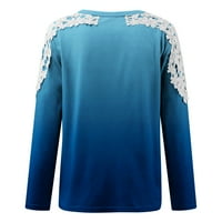 Тениски за дамски о-не-чист любов отпечатан дантелен пуловер издълбани тениски за жени Просвещение $ Blue 10