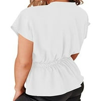 Дамски ризи Bomotoo бутон надолу върхове v шия блуза торбичка туника работи бяло xl