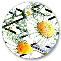 Дизайнарт' диви Пролетни цветя от лайка върху геометрични линии ' традиционен кръг метал Арт - диск от 29