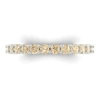 1. CT Brilliant Round Cut Natural Morganite 18K White Gold Eternity Band SZ 4.5