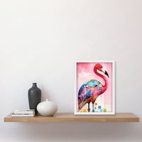 Фламинго Птици Фолклорно Изкуство Акварел Живопис Картина Рамка Стена Арт Принт А4