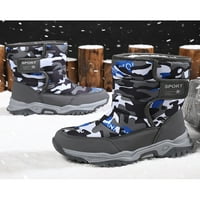 Glookwis Girls Mid Calf Boots Платформа сняг ботуш плюшени облицовани зимни обувки момчета ежедневни дишащи топли обувки Неплъзгащи се кръг пръст сиво 8c