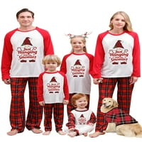 Семейство Peyakidsaa Съответстващи коледни пижами комплект букват риза за печат върхове карирани панталони за спални дрехи шезлонги