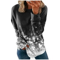 Bazyrey дамски хлабав монтаж на туника върхове дълъг ръкав модерни плътни разхлабени блузи кръгли шия ежедневно пуловер сив 3xl