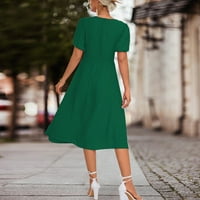 Finelylove ежедневни летни рокли дребни официални рокли за жени с v-образно безличие слънчева рокля зелено