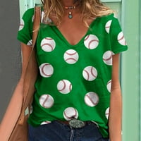 amlbb плюс размер дамски летни върхове жени v-образни тениски за бейзбол за печат мода удобни женски блузи върхове на разстояние